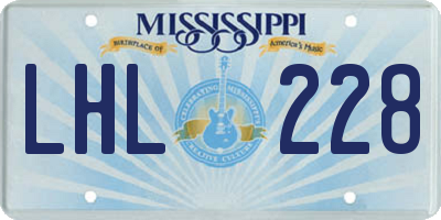 MS license plate LHL228