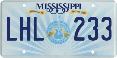 MS license plate LHL233
