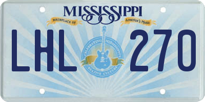 MS license plate LHL270