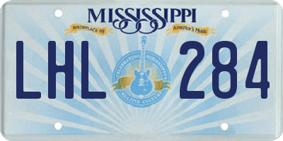 MS license plate LHL284