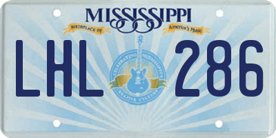 MS license plate LHL286