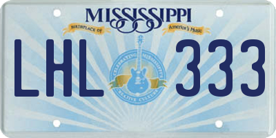 MS license plate LHL333