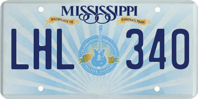 MS license plate LHL340