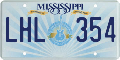 MS license plate LHL354