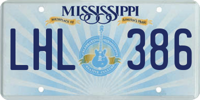 MS license plate LHL386