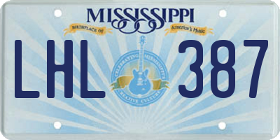 MS license plate LHL387