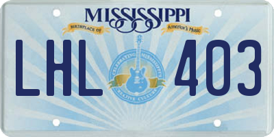 MS license plate LHL403
