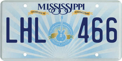MS license plate LHL466