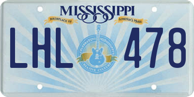 MS license plate LHL478