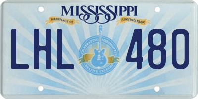 MS license plate LHL480