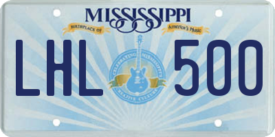 MS license plate LHL500