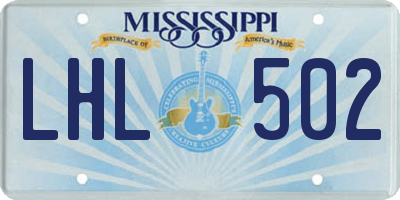 MS license plate LHL502