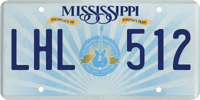 MS license plate LHL512
