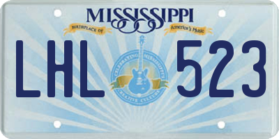MS license plate LHL523