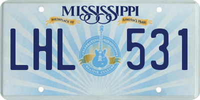 MS license plate LHL531
