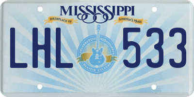 MS license plate LHL533