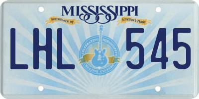 MS license plate LHL545