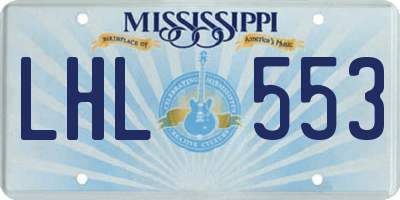 MS license plate LHL553