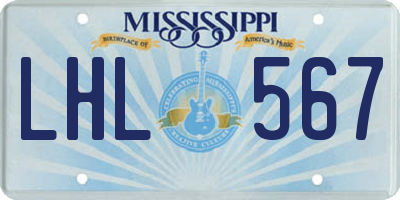 MS license plate LHL567