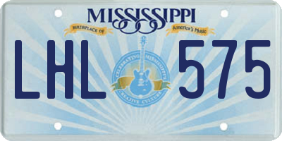 MS license plate LHL575