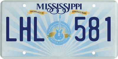 MS license plate LHL581