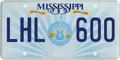 MS license plate LHL600