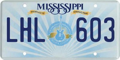 MS license plate LHL603