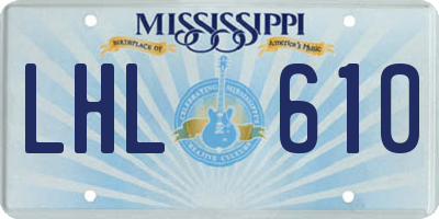 MS license plate LHL610