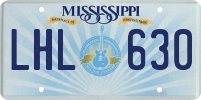 MS license plate LHL630