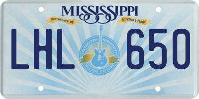 MS license plate LHL650