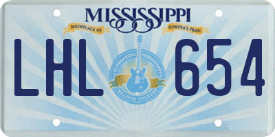 MS license plate LHL654