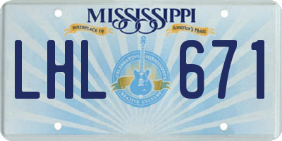 MS license plate LHL671