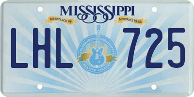 MS license plate LHL725