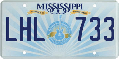 MS license plate LHL733