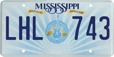 MS license plate LHL743