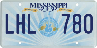 MS license plate LHL780