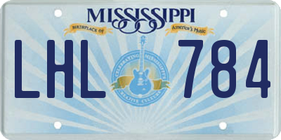 MS license plate LHL784
