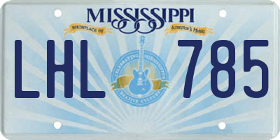 MS license plate LHL785