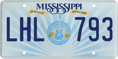 MS license plate LHL793