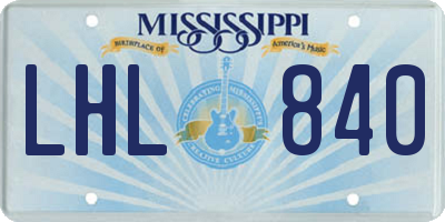 MS license plate LHL840
