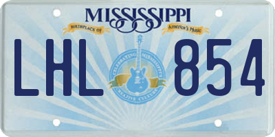 MS license plate LHL854