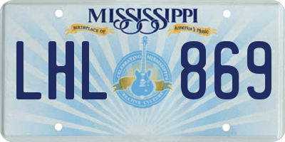 MS license plate LHL869