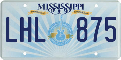 MS license plate LHL875