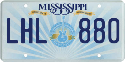 MS license plate LHL880