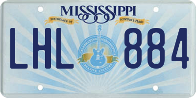 MS license plate LHL884