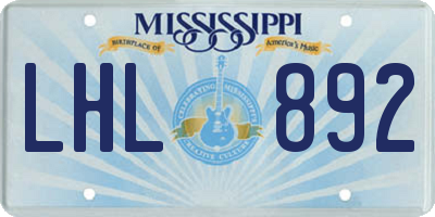 MS license plate LHL892