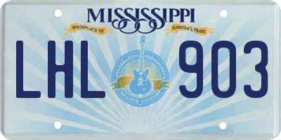 MS license plate LHL903