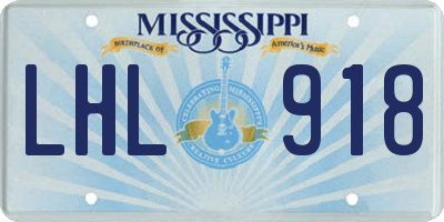 MS license plate LHL918