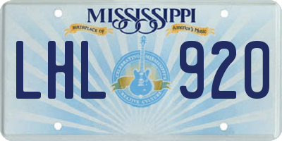MS license plate LHL920