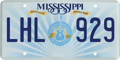MS license plate LHL929